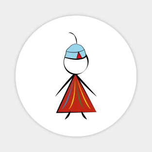 Madeira Island Young Girl Stick Figure inspired by Folklore Magnet